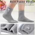 thumbnail image 2 of 5 Pairs Bow Fuzzy Socks for Women Winter Warm Slipper Socks Plush Coral Fleece Gift for Christmas Spa Home Sleeping, 2 of 6