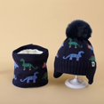 thumbnail image 5 of Hats Scarves and Gloves Set Unisex Toddler Winter Warm Knitted Cap and Lined Neck Warmer Printed Soft Cold Weather Gear for Boys and Girls Black 2 Years-6 Years, 5 of 5