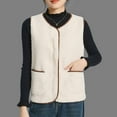 thumbnail image 6 of jtjvou Vest Women Casual Zip up Sleeveless Fuzzy Fleece Jacket Warm Teddy Faux Fur Sweater Vest with Pockets Beige XXL, 6 of 6