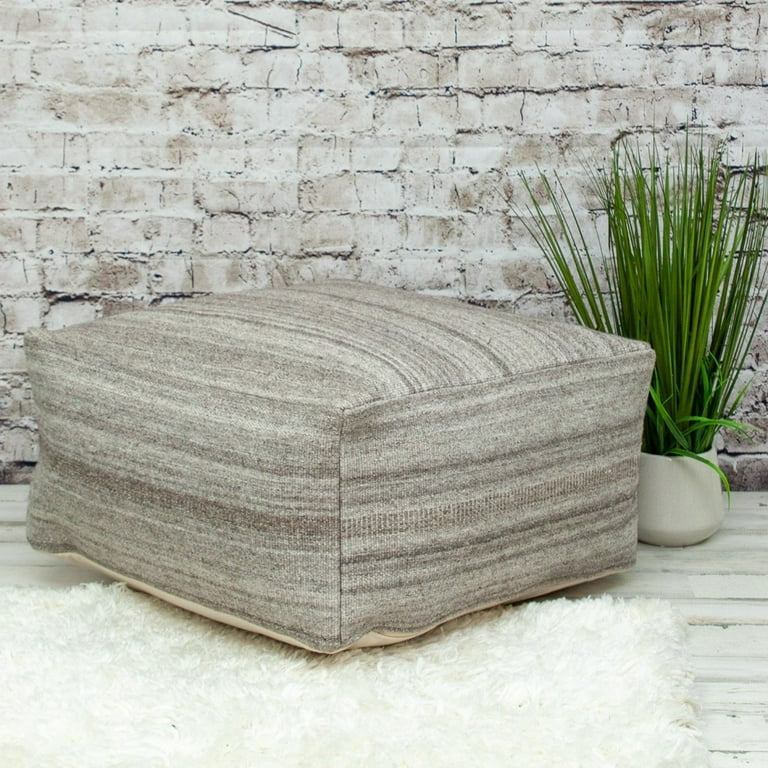 Stone Gray And Brown Pouf Stone Gray And Brown Pouf