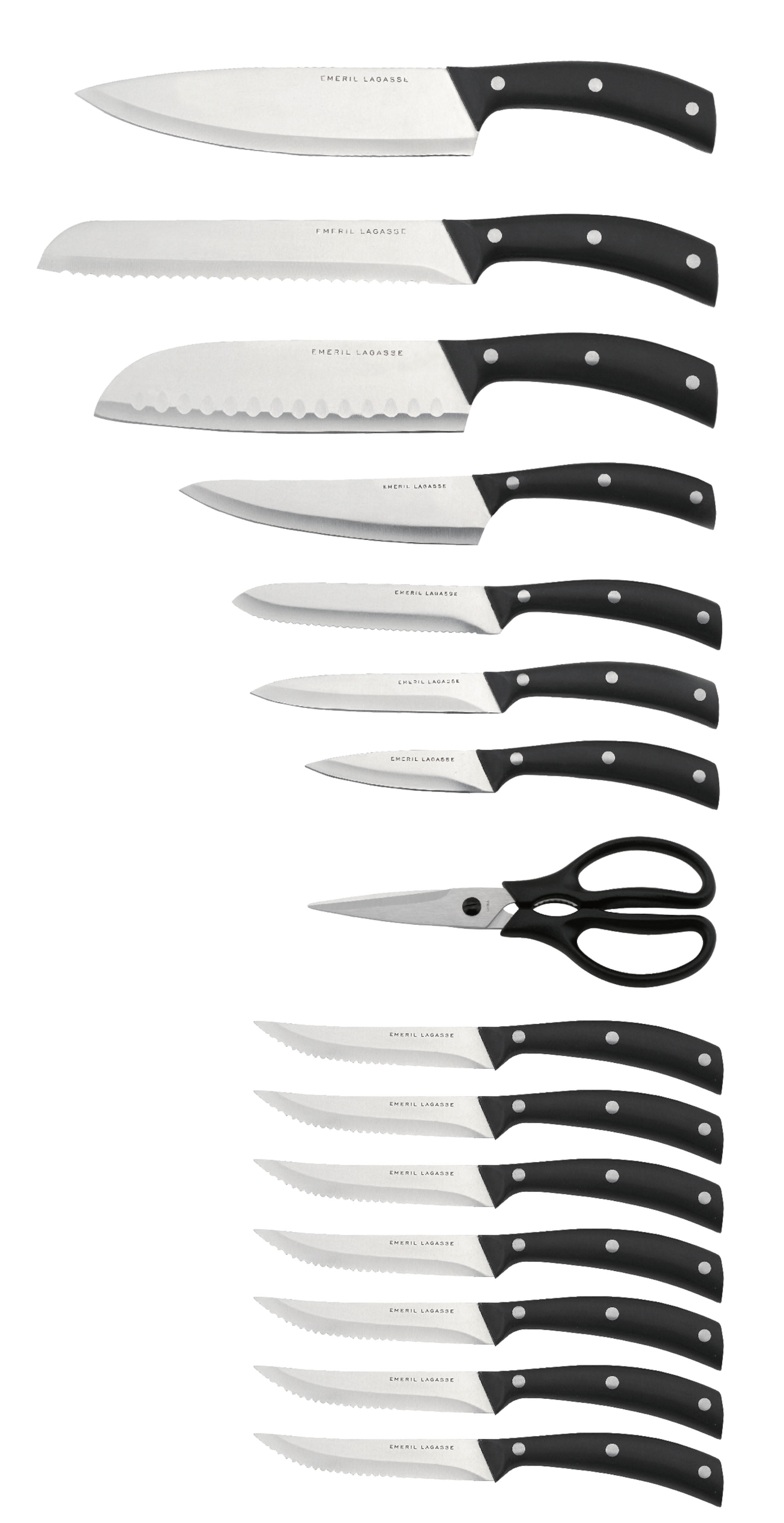 Emeril 15-Piece Stainless Steel Knife Set with Block. Free Shipping and  Returns.