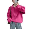 thumbnail image 3 of Women'S Sweaters Fall Winter Quarter Zip Casual Ribbed Cable Knit Pullover Bright Pink XXL, 3 of 8