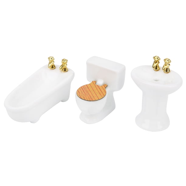 Set De Accesorios De Baño Miniatura Para Casa De Muñecas – Cerámica Verde Con Detalles Realistas