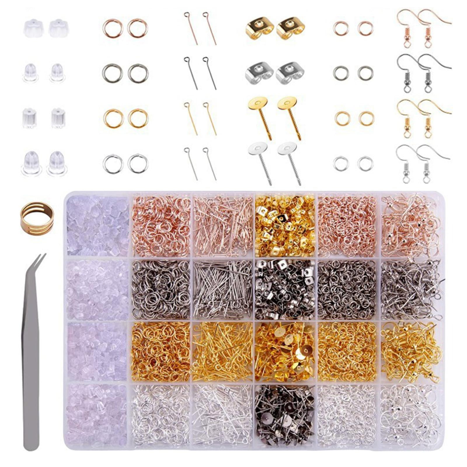 Milageto 3600Pcs Earring Making Kit DIY Earrings Posts Earring Findings Silicone Earrings