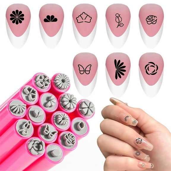 Duslogis 15Pcs Nail Flower Design Stamping Pens, DIY Nail Art Tools for Women & Girls – Floral Pen Brush for Creative Home Manicures