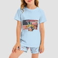 thumbnail image 2 of UngA 4th of July Outfits for Boys Girls Short Sleeve American Flag 250 Anniversary USA Shirt Print Shorts Set Kids Toddler Independence Day Clothes (Sky Blue,9-10 Years), 2 of 7