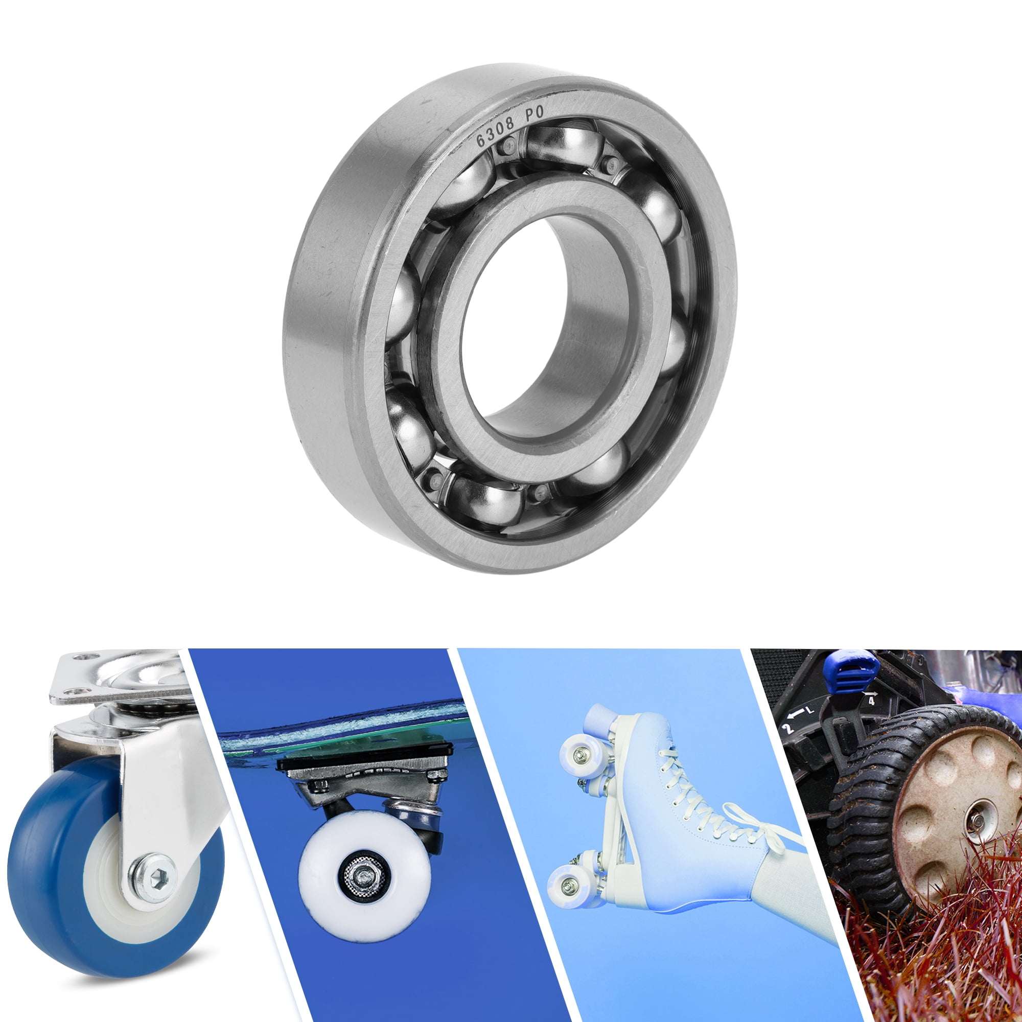 Unique Bargains 6308 Deep Groove Ball Bearings P0 40x90x23mm Lubricated Bearings Open Type Silver Tone Scooter Skateboard Wheel