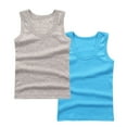 thumbnail image 2 of HAOTAGS Kids 2PC Tank Tops Girls Boys, Solid Round Neck Summer（2-14） Cotton Sleeveless Tops Dark Blue 9 Years, 2 of 3