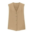 thumbnail image 5 of YLHFASHION Gilet Boutonné pour Femmes en Coton et Lin Sans Manches, Débardeurs Doublés à Col en V Profond, Veste Décontractée, Gilet, jusqu'à 50 % de Rabais, Débardeurs et Camisoles pour Femmes, 5 of 5