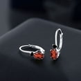 thumbnail image 3 of Gem Stone King 14K White Gold Red Garnet and Black Diamond Leverback Earrings for Women | 1.07 Cttw | Gemstone January Birthstone | Oval 6X4MM, Round 2MM | 3/4 inch, 3 of 4