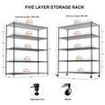 thumbnail image 3 of Llinc Store 71.6" Tall 5-Tier Adjustable Shelving And Racking, 300 Lbs Carrying Capacity Shelf Organizer with Wheels And Shelf Liners Garage Organization Shelving Unit, Black, 3 of 9