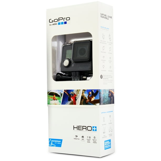 GoPro Hero + Caméra Caméscope (CHDHC-101) avec Premium Accessoires Bundle Comprend 64GB Carte MicroSD + 13200mAh Chargeur Solaire + Étui + Tête/sangle de Coffre + Voiture Tableau de Bord + Stabilisateur Grip &amp; Plus