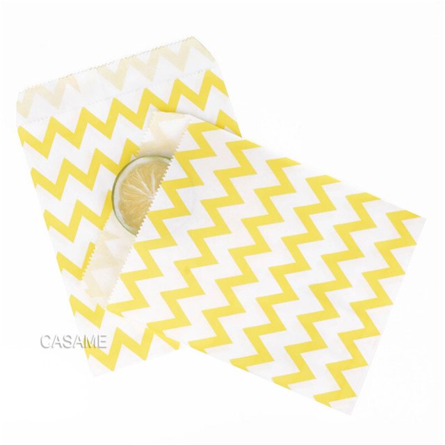 50 unids/lote, bolsa de dulces para tratar, bolsas de papel de recuerdo de fiesta de alta calidad, bolsas de papel para manualidades con estampado de rayas de lunares Chevron, bolsas para panadería Tan Jianjun unisex