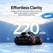 iGarden Robotic Pool Cleaner K Series, Cordless Pool Vacuum Robot for Inground & Above Ground Pools, Smart Navigation, Touchscreen, Self-Parking, Cleans Floor, Wall & Waterline, 220 Min