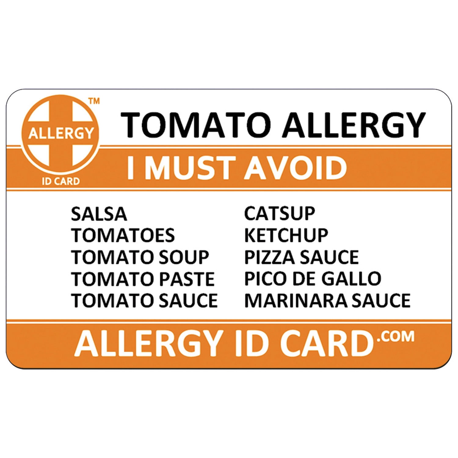 Allergy ID Card Tomato Allergy