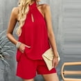 thumbnail image 4 of Women's Summer 2 Piece Outfits Casual Sleeveless Hollow out Tank Tops Wide Leg Shorts Lounge Sets Tracksuit, 4 of 8