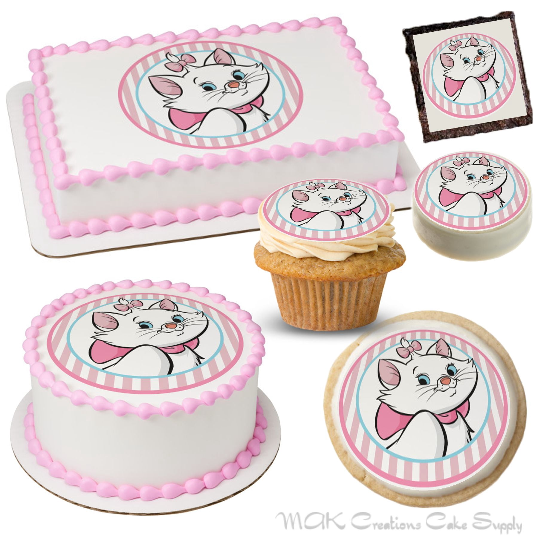 Disney Aristocats Marie 8" Round Edible Cake Topper ~ Can be used on 8", 9" or 10" Cakes