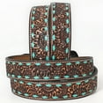 thumbnail image 2 of BAR H EQUINE Turquoise Sunflower Floral Hand Carved Western Fashion Premium Leather Belt Brown, 2 of 4
