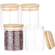 thumbnail image 1 of 4 unidades de frascos de vidrio transparentes de 200 ml (6.7 oz) para hisopos, con tapas de bambú. Organizador de baño. Dispensador de discos de algodón., 1 of 9