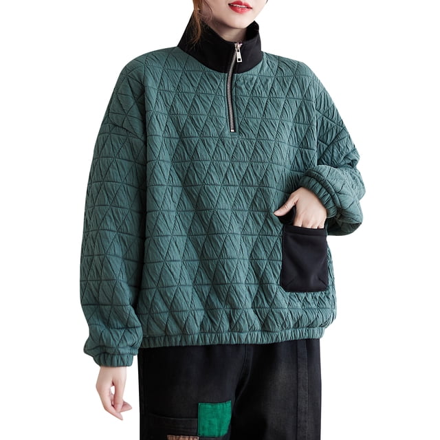 Sudadera suelta para mujer Sudaderas con capucha casuales de cuello alto acolchado cálido CACAGOO Sudadera de mujer