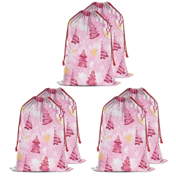 Christmas Bags Drawstring,Pink Christmas Tree Large Xmas Christmas Gift Bags,Reusable for Xmas and New Year Party Favors and Supplies,27.6" X 19.7"