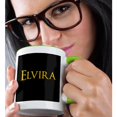 thumbnail image 2 of 3drose, Elvira Popular, Common Woman Name in the Usa. Yellow on Black, 15oz Two-tone Green Mug, 2 of 6