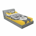 thumbnail image 3 of Ambesonne Animal Fitted Sheet & Pillow Sham Set, Hipster Kitten Cat, Queen, Mustard Grey, 3 of 3