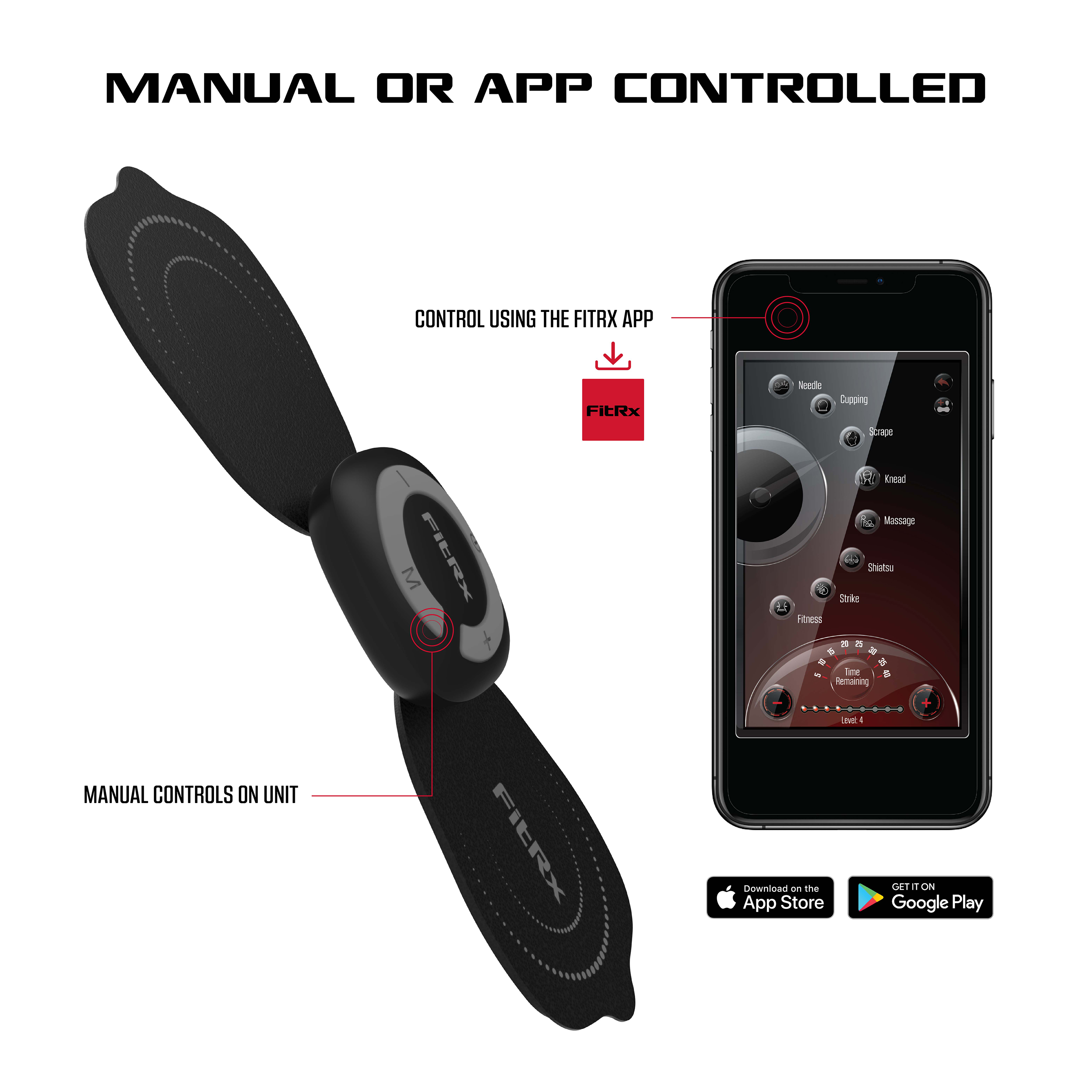 FitRx Electrode Wireless Massager, Rechargeable EMS Muscle Stimulator photo 5