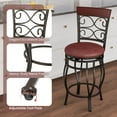 thumbnail image 5 of Costway 26" Swivel Bar Stools Set of 2 with Upholstered Seat Scroll Backrest Footrest Brown, 5 of 8