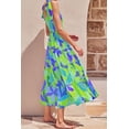 thumbnail image 3 of Women's Floral Allover Print Tie Shoulder Smocked Midi Dress Vacation Lightweight A Line Hem Sleeveless 100% Polyester, 3 of 6