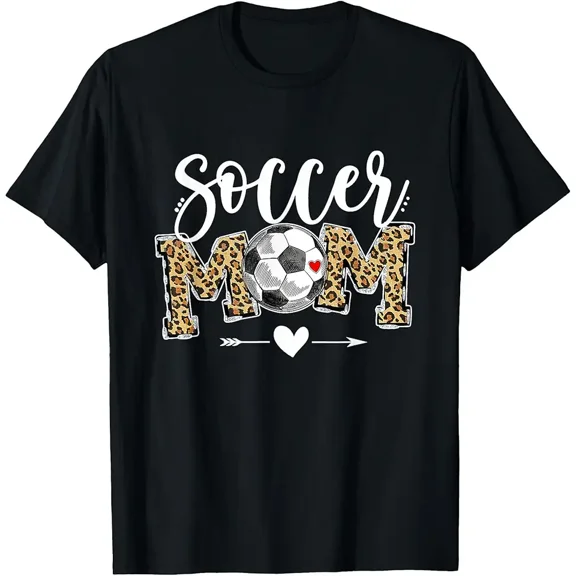 Soccer Mom Leopard Print Graphic T-Shirt Retro Women's Game Day Sports Fan Tee