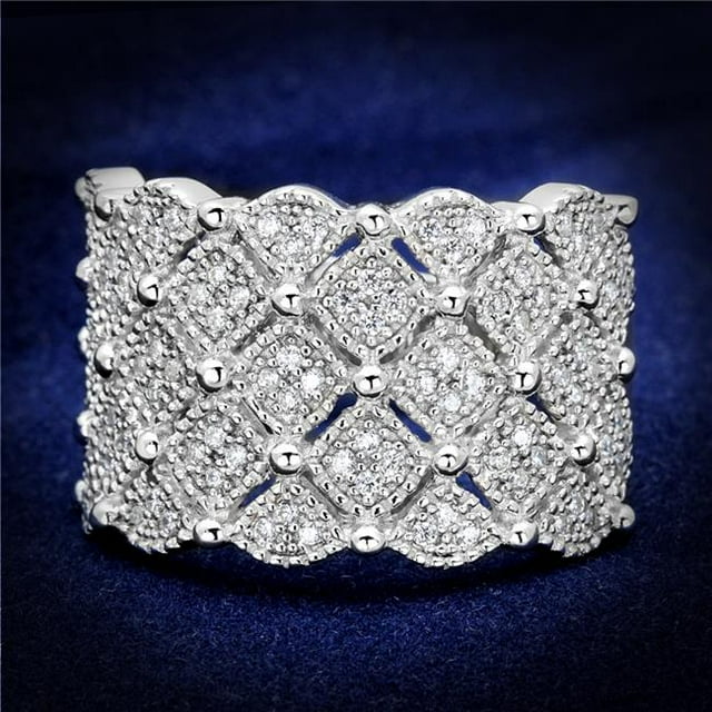 Bague en Argent Sterling 925 Rhodié pour Femmes avec AAA Grade CZ en Clair - Taille 5