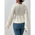 thumbnail image 4 of Womens Long Sleeve Slimming Sweater Casual V Neck Collared Knit Jumper Tops White L, 4 of 8