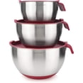 thumbnail image 5 of AVACRAFT 18/10 Stainless Steel Mixing Bowls with Lids, non slip silicone base bowls with Handle, Mixing Bowl Set with Pour Spouts & Measurement Marks, Home Essentials Cooking Bowls, (Red), 5 of 7