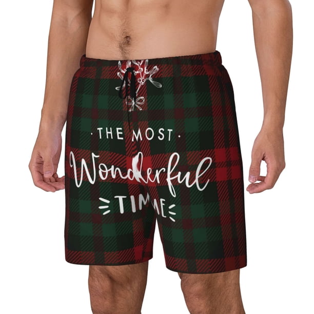 Balery Wonderful Time Christmas Bañador para hombre, shorts de playa de secado rápido con entrepierna y forro de compresión-XX-Large