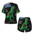 thumbnail image 6 of Rocae Space Dino Cartoon Black for Two Piece Sleepwear Pajamas Sets for Women Soft Short-Sleeved Pjs with Lounge Shorts 4X-Large, 6 of 9