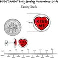 thumbnail image 6 of Body Candy 20G Stainless Steel Holiday Kiss Me Candy Heart Pierced Stud Earrings Set for Women Men, 6 of 8