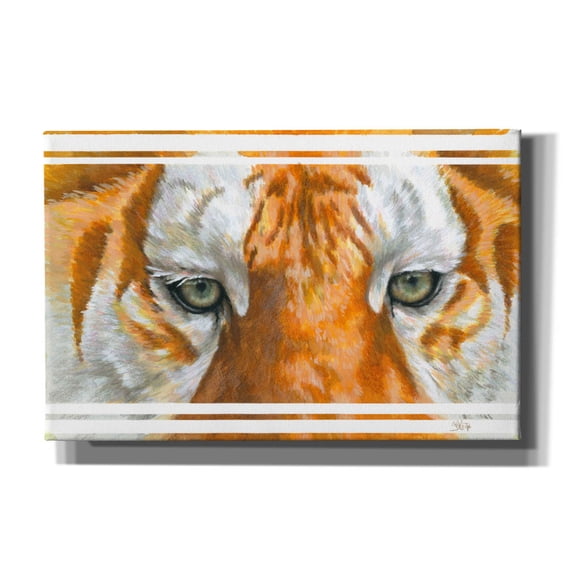 Epic Graffiti 'Eye-Catching Golden Tabby Tiger' by Barbara Keith, Canvas Wall Art, 40"x26"