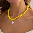 thumbnail image 3 of NICKSUN Colorful Chunky Beaded Necklace for Women, Acrylic Bead Choker Necklaces Irregular Baroque Imitation Pearl Pendant Necklace, Summer Beach Party Wedding Vacation Jewelry Gifts, 3 of 7