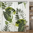 thumbnail image 2 of Pbobriich Tropical Leaves Shower Curtain, Green Palm Leaves Waterproof Fabric Bathroom Curtain,72x72 in, 2 of 6