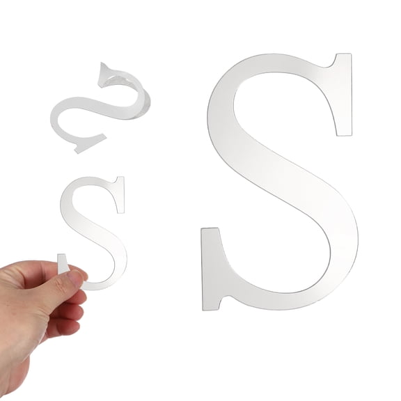 Uxcell 3D Alphabet Mirror Wall Stickers, 4" Acrylic Alphabet Wall Decal Self-Adhesive House Letter Number Home Decor Art Letter Sign for Living Room, Bedroom Decor (Silver, Letter S)