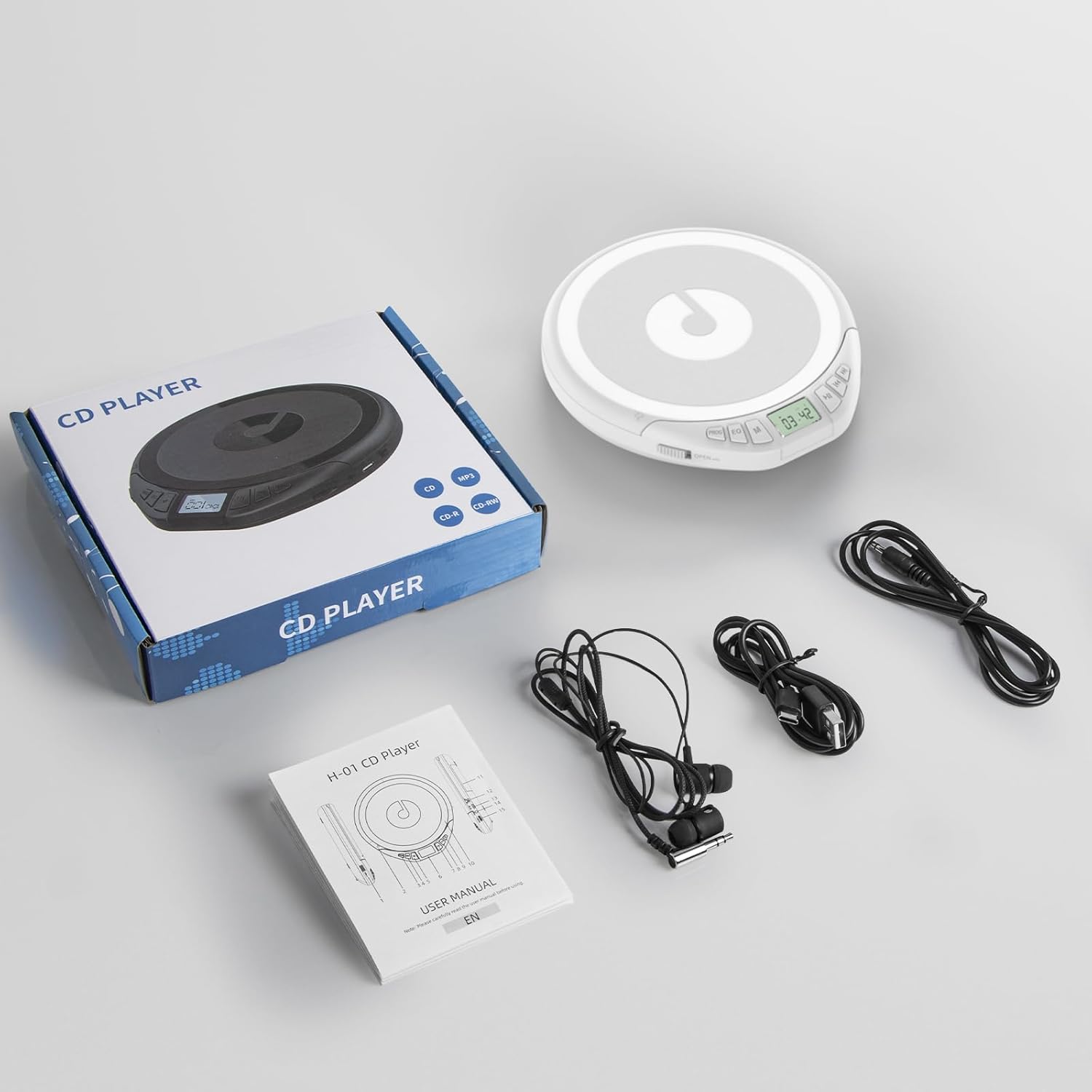Gueray CD Players Portable CD Walkman: with Earphones Portable CD Player for Home with Anti-Skip Shockproof Personal CD Player with LCD Display
