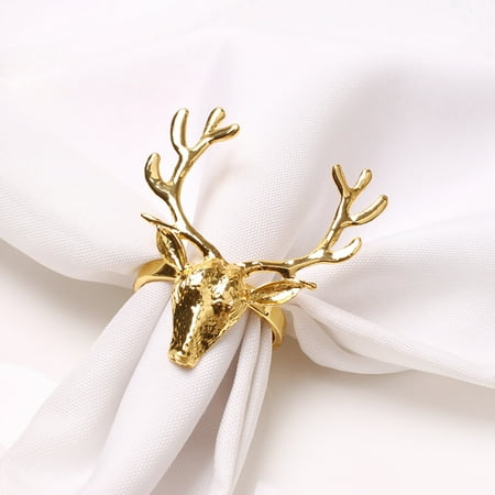 

Set of 6 Deer Design Napkin Holders - Multi-Function Metal Xmas Table Napkin Rings for Table Decoration