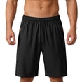 thumbnail image 2 of HVOBTTY Men's Summer Casual Elastic Waist Sport Shorts Solid Color Zipper Pockets Bottoms Black, XXXL, 2 of 4