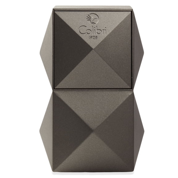 Colibri Quasar Triple Jet Flame Butane Table Lighter, Cigar Enthusiast's Choice with Blue Fuel Window, Adjustable Flame, Non-Slip Base (Gunmetal)