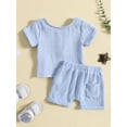 thumbnail image 3 of Bagilaanoe 2pcs Toddler Baby Boy Short Pants Set Short Sleeve T Shirt Tops + Shorts 6M 12M 18M 24M 3T Kids Casual Summer Outfits, 3 of 9