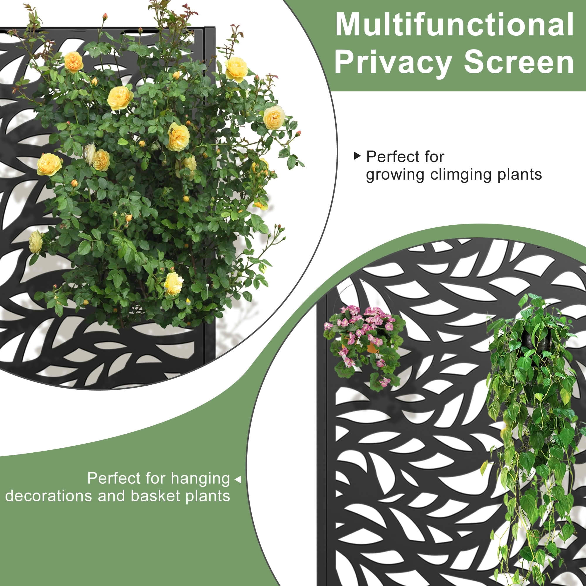 MAYEERTY 2 Panels Metal Rectangular Raised Garden Bed with Trellis Outdoor Planter Patio Backyard Vertical Climbing Plant Grow Box, 59×29.5×11.8in