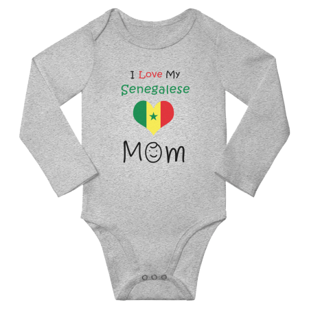 

I Love My Senegalese Mom Baby Long Slevve Bodysuits Unisex Gifts (Gray 12-18 Months)