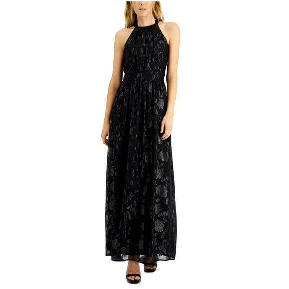 I.N.C Womens Shine Maxi Dress, Black, 4