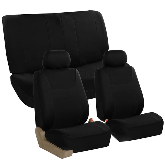 FH Group Light & Breezy Seat Covers for Auto, 2 Headrests Full Auto Seat Covers Set, Black